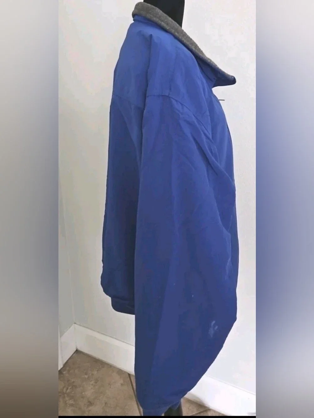 Vintage J.Crew Oarsman Bomber Jacket Mens Large Blue Fleece Lined Made in USA